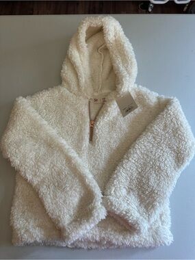 SO Cream Sherpa Hoodie Jacket with Half-Zip